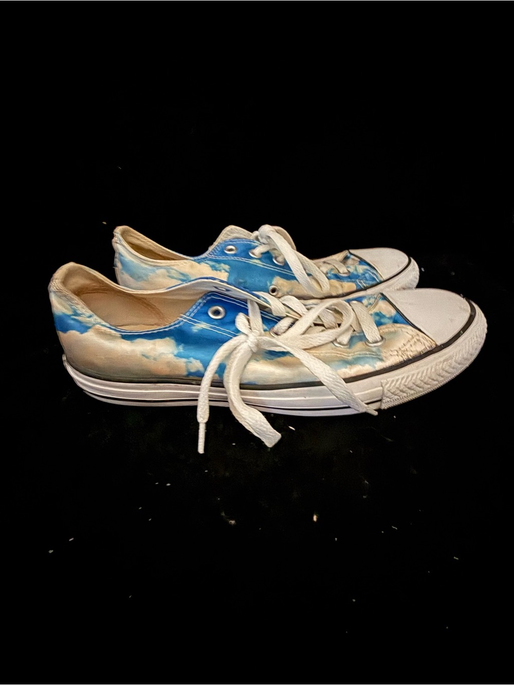 Converse Low-Top Satin Sneakers in Light Blue with White Clouds. Women’s size 9 - Picture 3 of 4